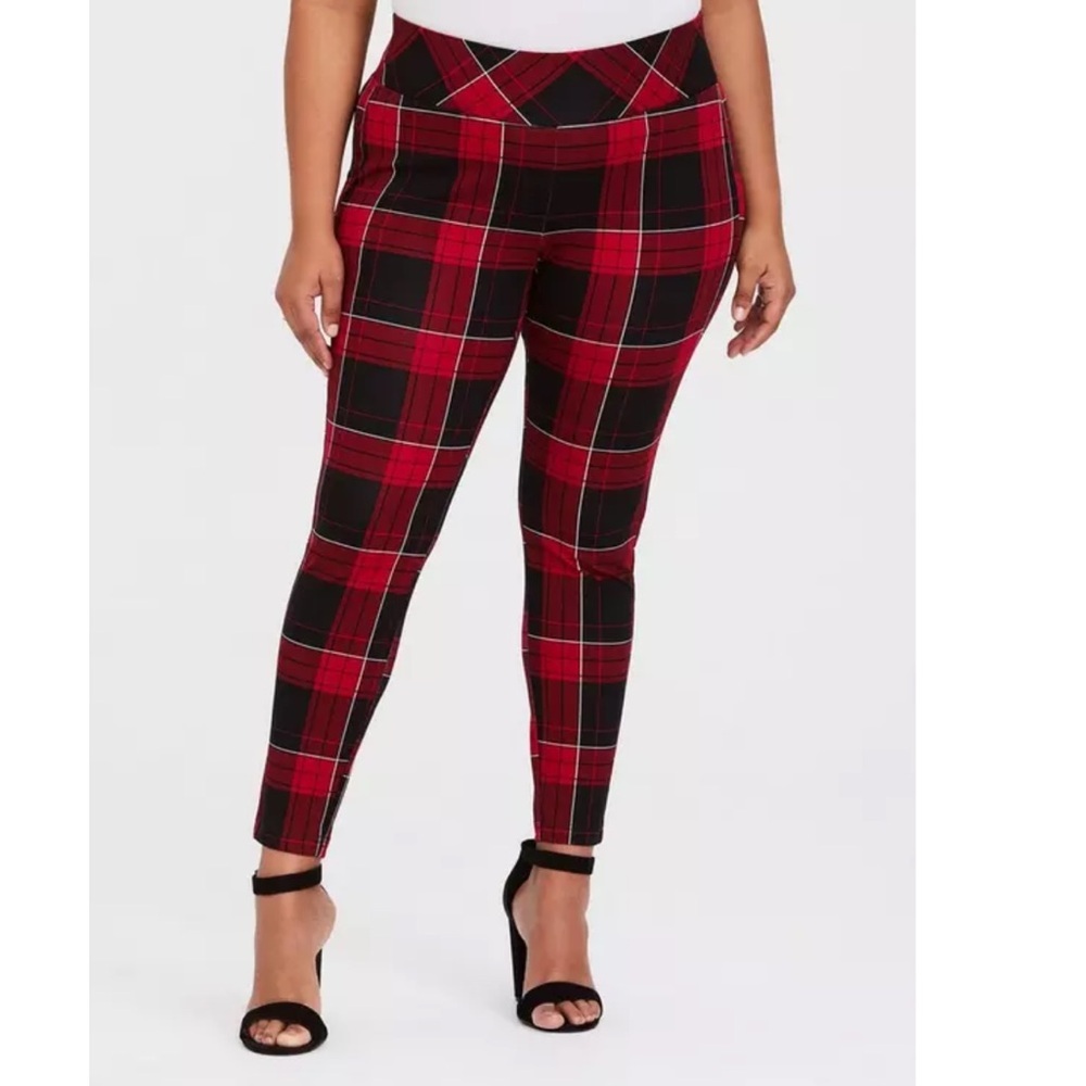 Torrid Red and Black Plaid Pixie Pants